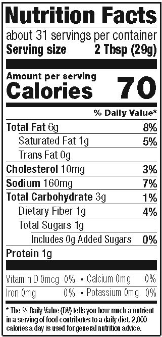 traditional street corn nutrition fact panel